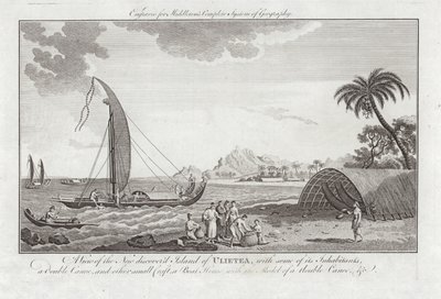 Veduta della nuova isola scoperta di Ulieta con alcuni abitanti da Sydney Parkinson