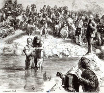 Un Battesimo di Indiani Nordamericani - Mormoni che si Spacciano per Apostoli di Cristo, 1892 da Sydney Prior Hall