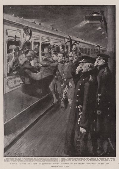 Un saluto reale, il Duca di Connaught saluta il secondo distaccamento del CIV da Sydney Prior Hall