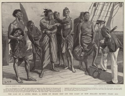 Vendita di una testa vivente, scena a bordo di una nave al largo della costa della Nuova Zelanda settant