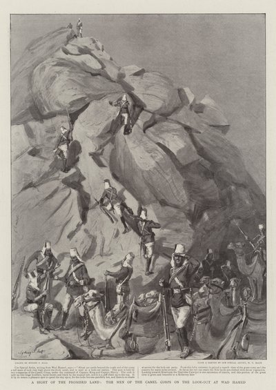 Una vista della Terra Promessa, gli uomini del Corpo dei Cammelli in vedetta a Wad Hamed da Sydney Prior Hall