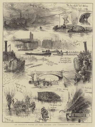 Note di un artista alla regata di Oxford e Cambridge da Sydney Prior Hall