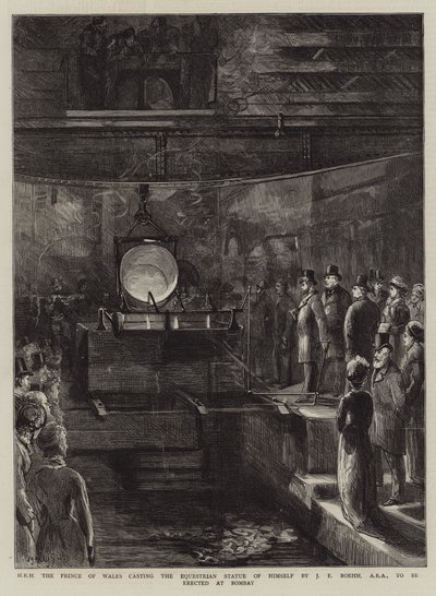 SAR il Principe di Galles che getta la Statua Equestre di se stesso di J E Boehm, ARA da erigere a Bombay da Sydney Prior Hall