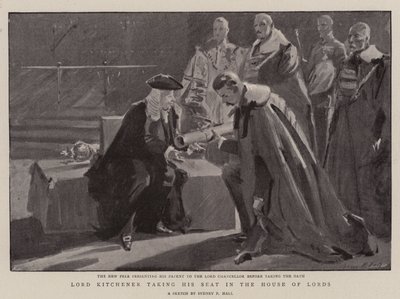 Lord Kitchener che prende posto nella Camera dei Lord da Sydney Prior Hall