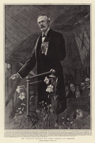 Il signor Balfour fa il suo primo discorso come Premier da Sydney Prior Hall