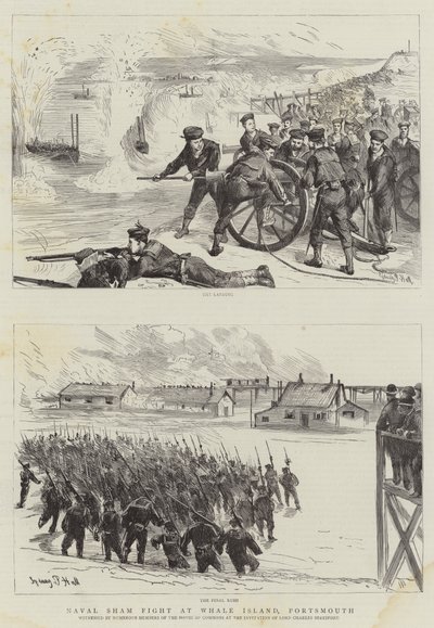 Simulazione di combattimento navale a Whale Island, Portsmouth da Sydney Prior Hall