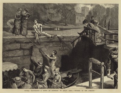 Oxford Illustrata, un picnic a Nuneham, nella chiusa di Iffley, concludendo la compagnia da Sydney Prior Hall