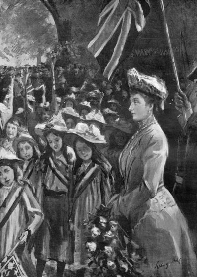 La principessa Louise che rivede ventimila bambini a Battersea Park, illustrazione da 