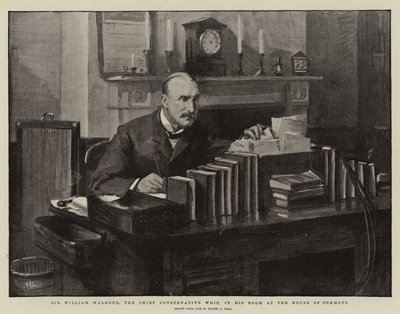 Sir William Walrond, il capo dei conservatori, nella sua stanza alla Camera dei Comuni da Sydney Prior Hall