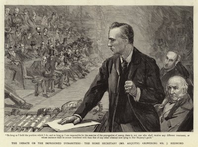 Il dibattito sui dinamitardi imprigionati, il Segretario di Stato per gli Affari Interni (Mr Asquith) risponde a Mr J Redmond da Sydney Prior Hall