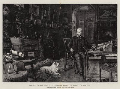 Il re nella sua casa a Marlborough House, Sua Maestà nel suo studio da Sydney Prior Hall
