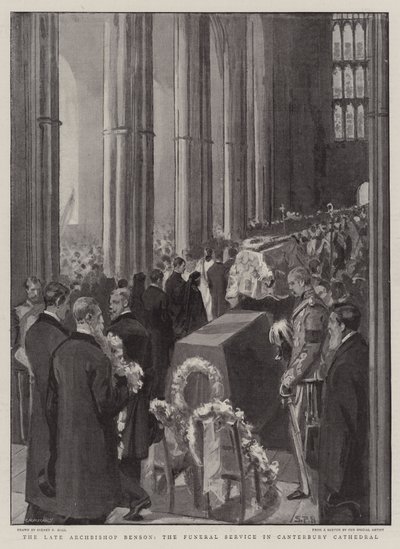 Il defunto arcivescovo Benson, il servizio funebre nella cattedrale di Canterbury da Sydney Prior Hall