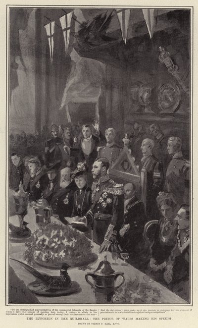 Il pranzo nella Guildhall, il Principe di Galles fa il suo discorso da Sydney Prior Hall