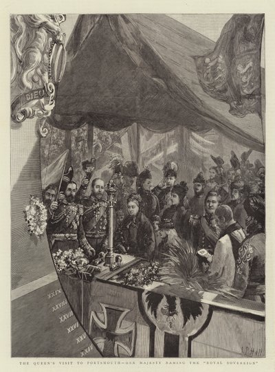 La visita della Regina a Portsmouth, Sua Maestà battezza il Royal Sovereign da Sydney Prior Hall