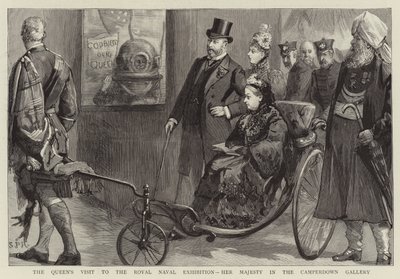 La Visita della Regina alla Mostra Navale Reale, Sua Maestà nella Galleria Camperdown da Sydney Prior Hall