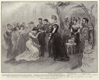 La Ricezione alla Casa del Governo, Gibilterra, Signore presentate al Duca di Cornovaglia e York da Sydney Prior Hall