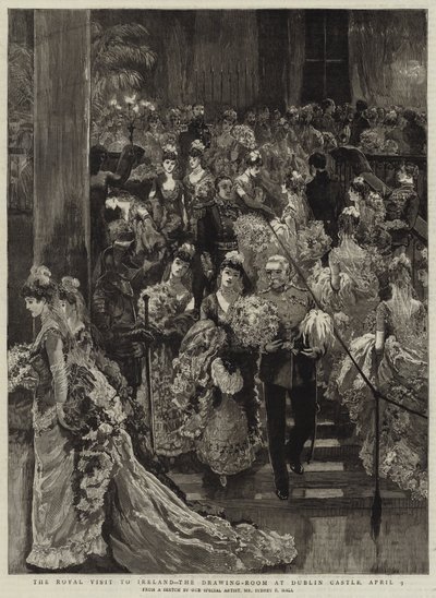 La visita reale in Irlanda, il salotto al Castello di Dublino, 9 aprile da Sydney Prior Hall