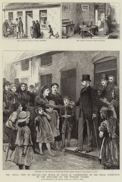 La visita reale in Irlanda, il Principe di Galles come Commissario della Commissione Reale sulle abitazioni delle classi lavoratrici da Sydney Prior Hall