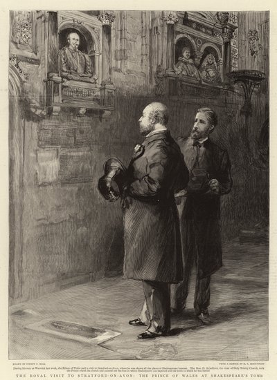La visita reale a Stratford-on-Avon, il Principe di Galles alla tomba di Shakespeare da Sydney Prior Hall