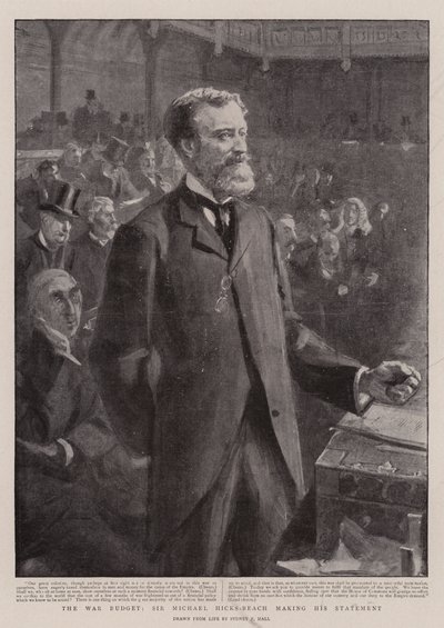 Il bilancio di guerra, Sir Michael Hicks-Beach fa la sua dichiarazione da Sydney Prior Hall