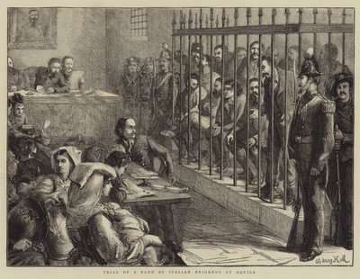Processo di una banda di briganti italiani ad Aquila da Sydney Prior Hall