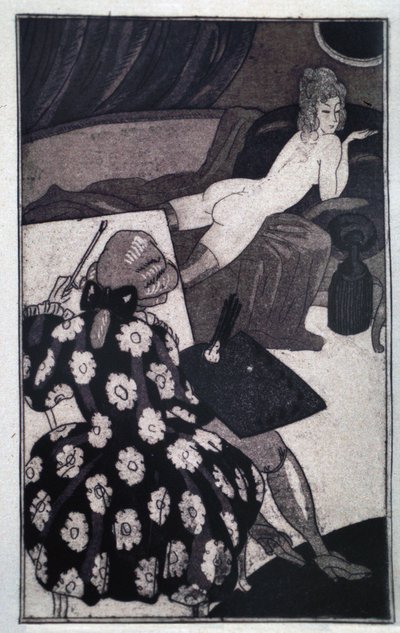 Erotismo: Giacomo Casanova che ritrae la sua amante allungata nuda su un divano da Sylvain Sauvage