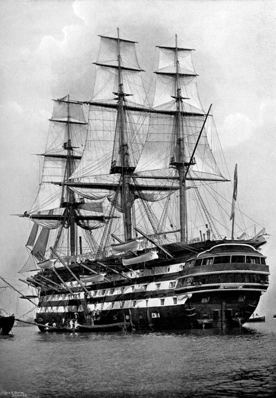 La nave scuola HMS St Vincent a Portsmouth, Hampshire, 1896 da Symonds and Co