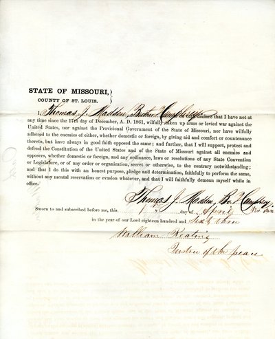 Giuramento di fedeltà di Thomas J. Madden del Missouri, Contea di St. Louis da T.J. Madden