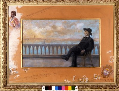 Ritratto di Giuseppe Verdi, compositore italiano (1813-1901), a Venezia. Pastello di T. Bianco donato dal compositore al cantante Tamagno nel 1897. da T. Bianco