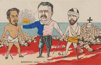 Roosevelt: Assez! - Enough! - Genug! Una caricatura sul Trattato di Portsmouth, 1905 da T. Bianco