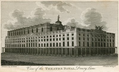 Veduta del Theatre Royal, Drury Lane, Londra da T. Prattent