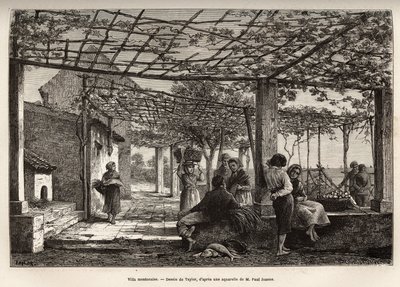 Villa Menton, incisione dal disegno di Taylor, che illustra il viaggio a Menton e Bordighera, nel 1871, di Adolphe Joanne, pubblicato in "Le tour du monde" 1874, a cura di Edouard Charton, edizione Hachette, Parigi. Collezione Selva da T Taylor