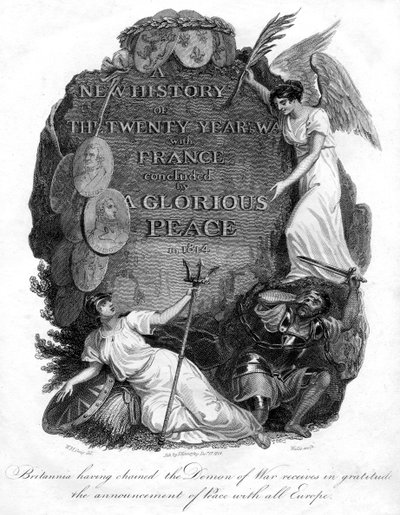 Britannia che incatena il demone della guerra, 1816 da T. Wallis