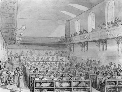 Riunione dei Quaccheri in una Casa di Riunione di Londra da T. and Pugin A.C. Rowlandson