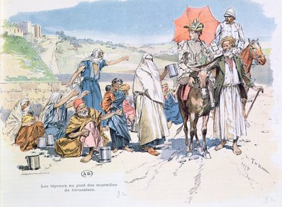 Lebrosi fuori dalle mura di Gerusalemme, 1892 da T. de Haener