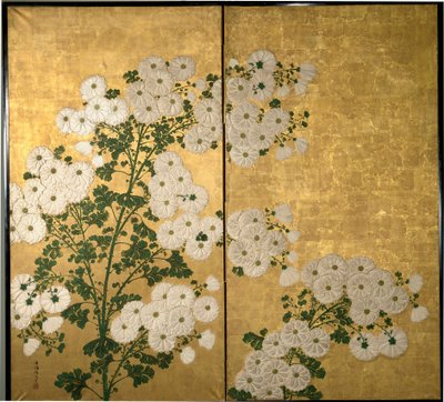 Pannelli decorati con fiori. c. 1840 da Tabukun Hokio
