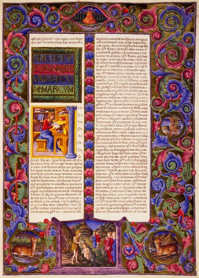 Incipit dal Vangelo di Marco, dal Volume II della Bibbia di Borso d