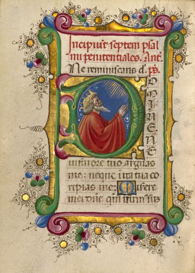 Iniziale D: Davide in preghiera da Taddeo Crivelli