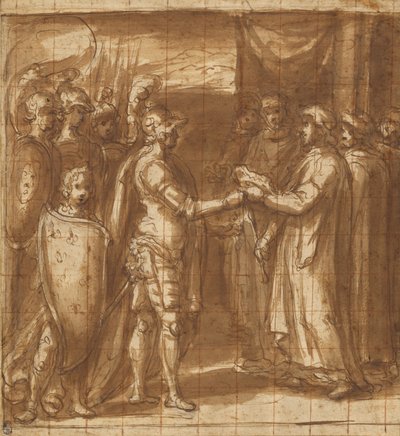 Il cardinale Albornoz consegna ai Farnese le chiavi di Valentino da Taddeo Zuccaro