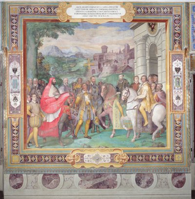 Carlo V (1500-58) con Alessandro Farnese (1546-92) a Worms, dalla 