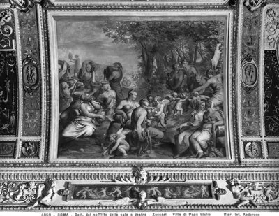 Scena con ninfe, (dettaglio) dal soffitto di una sala da banchetto, Villa Giulia, Roma (affresco) da Taddeo Zuccaro