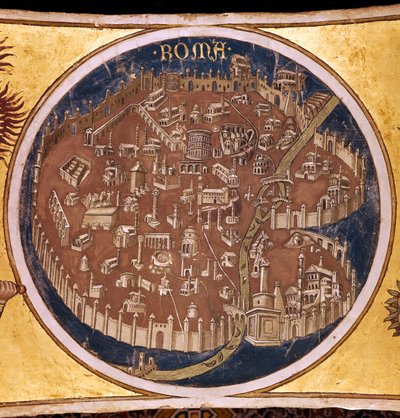 Mappa prospettica di Roma con i monumenti dell