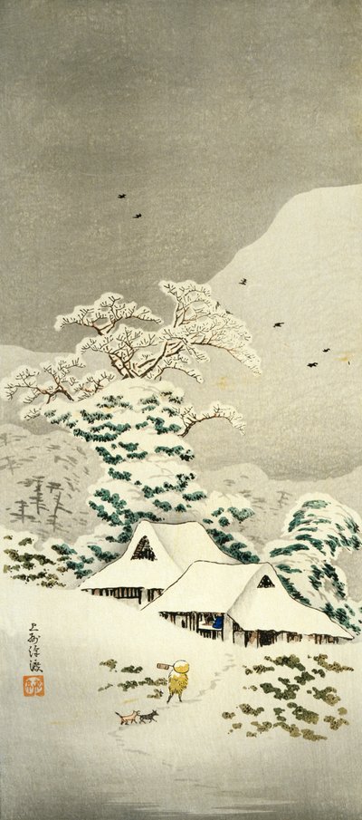 Scena nella neve a Sawatari nel distretto di Joshu, circa 1930 da Takahashi Shotei