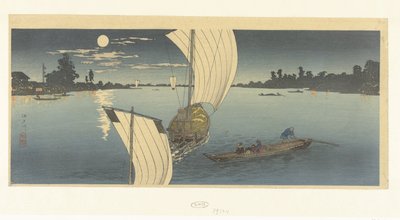 Scena serale sul fiume Edo da Takahashi Hiroaki