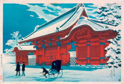 Il cancello rosso di Hongo nella neve da Takahashi Hiroaki