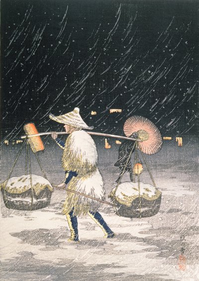 Neve notturna, c.1930 da Takahashi Hiroaki