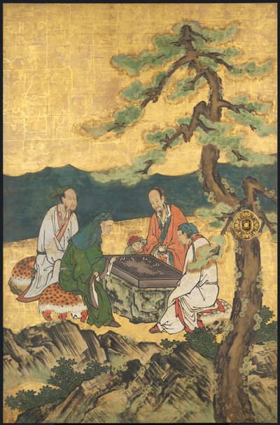 Una partita di Go, dai Quattro Accomplishments, inizio XVII secolo da Takanobu Kano