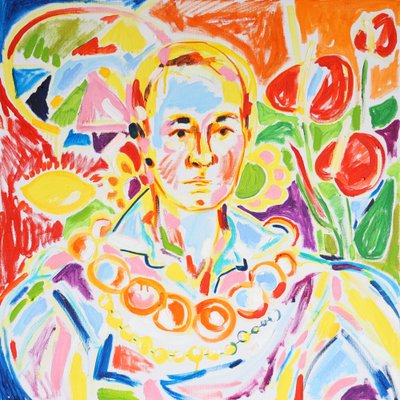 Ritratto astratto dai colori vivaci da Tamara Jare