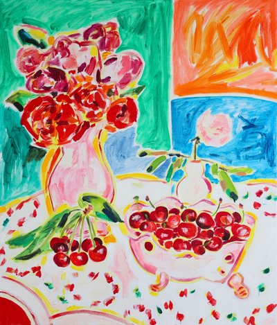 Rose vivaci e ciliegie fresche da Tamara Jare
