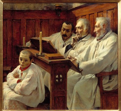 Il Credo Sacerdoti e bambino del coro che legge la Bibbia da Tancrede Bastet